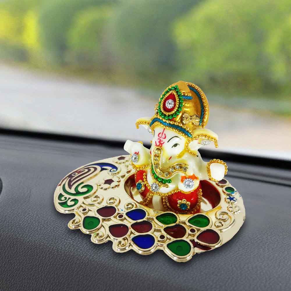 Multicolor Lord Ganesha Idol on Tray